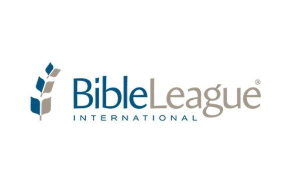 The Bible League International logo features a stylized wheat stalk on the left and the text "Bible League International" with "Bible" in blue and "League" in gray on a white background.