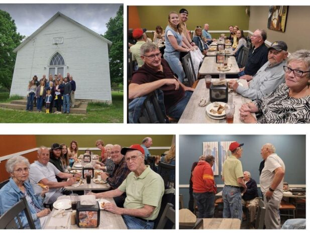 4 photos of family members at the reunion held at the Oskaloosa Iowa Pizza Ranch