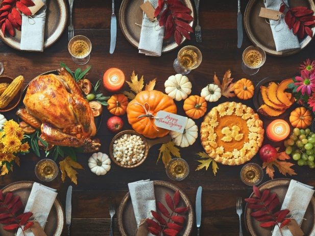 Thanksgiving Table filled with food
