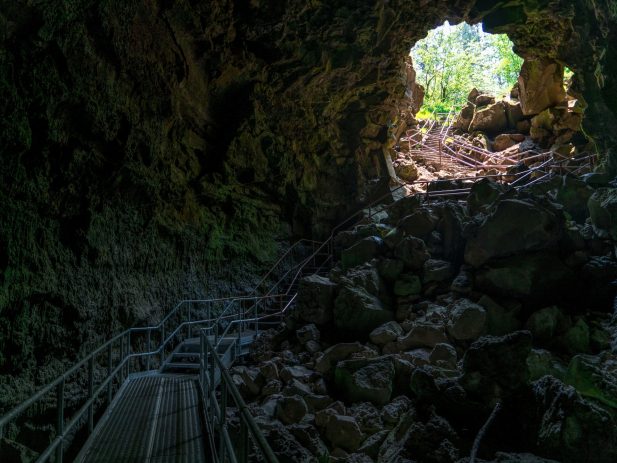 stairway leading out of a cave