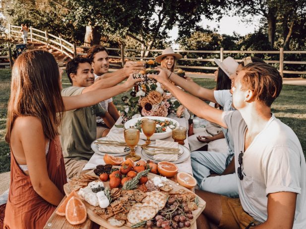friends at a garden party