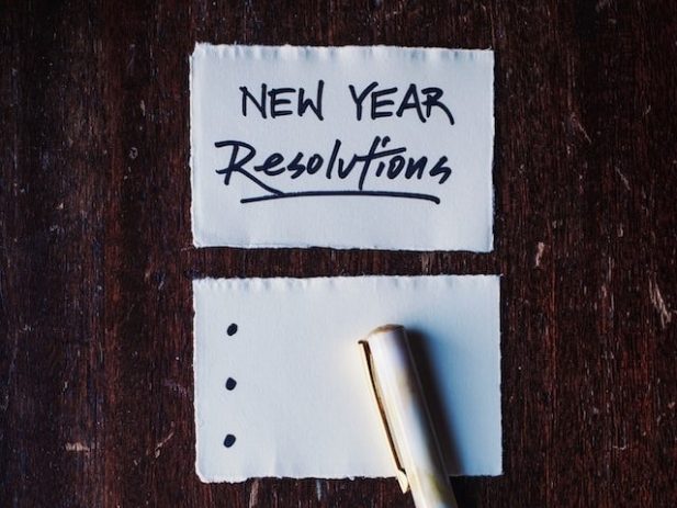 Paper with "New Year Resolutions" inscribed at the top