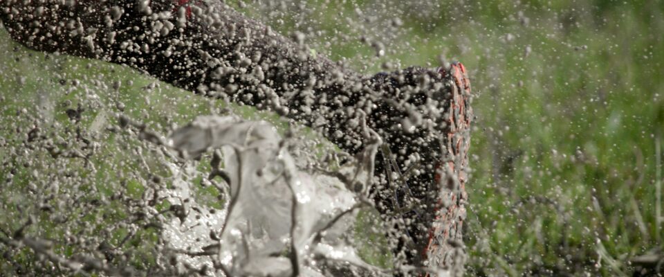 Running through mud.