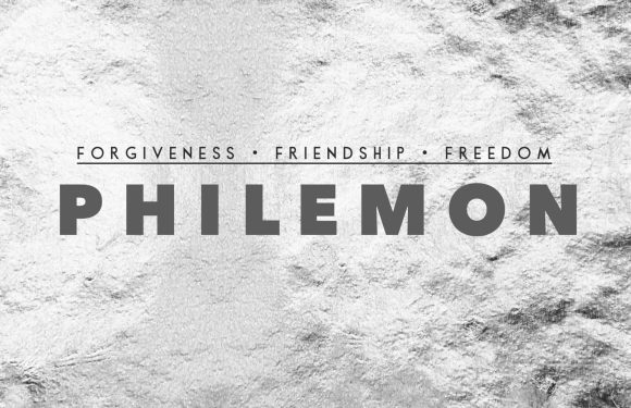 The image features the word "PHILEMON" in bold uppercase letters over a textured, light background, with the phrases "FORGIVENESS," "FRIENDSHIP," and "FREEDOM" above, separated by dots.