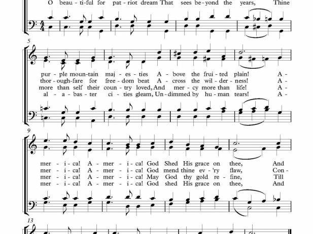 Lyrics for America, the Beautiful