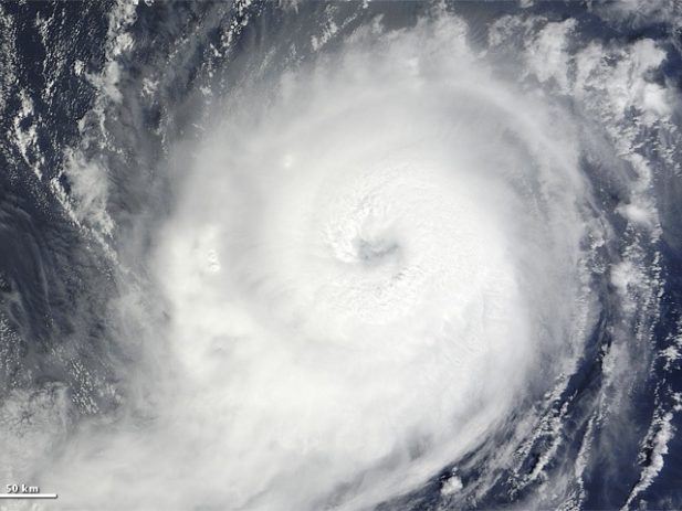 view of hurricane from space