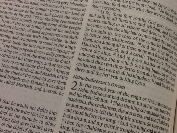 Bible open to Daniel 2