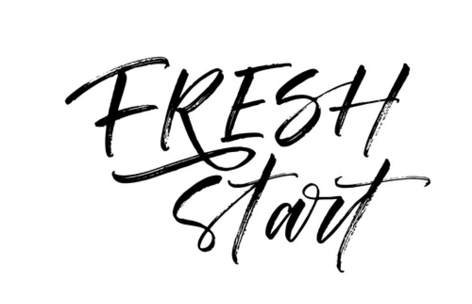 "Fresh start" written in black cursive font on a white background.